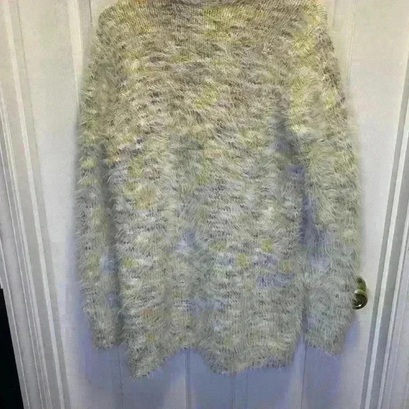 Loft Ann Taylor Cardigan Women M Marled Knit Open Front Eyelash Sweater - Picture 6 of 7